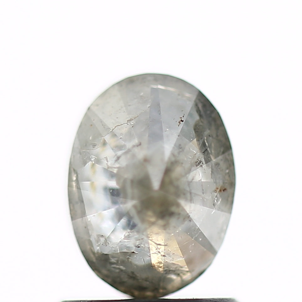 1.72 Carat Fancy Gray Oval Salt and Pepper Diamond 8 MM