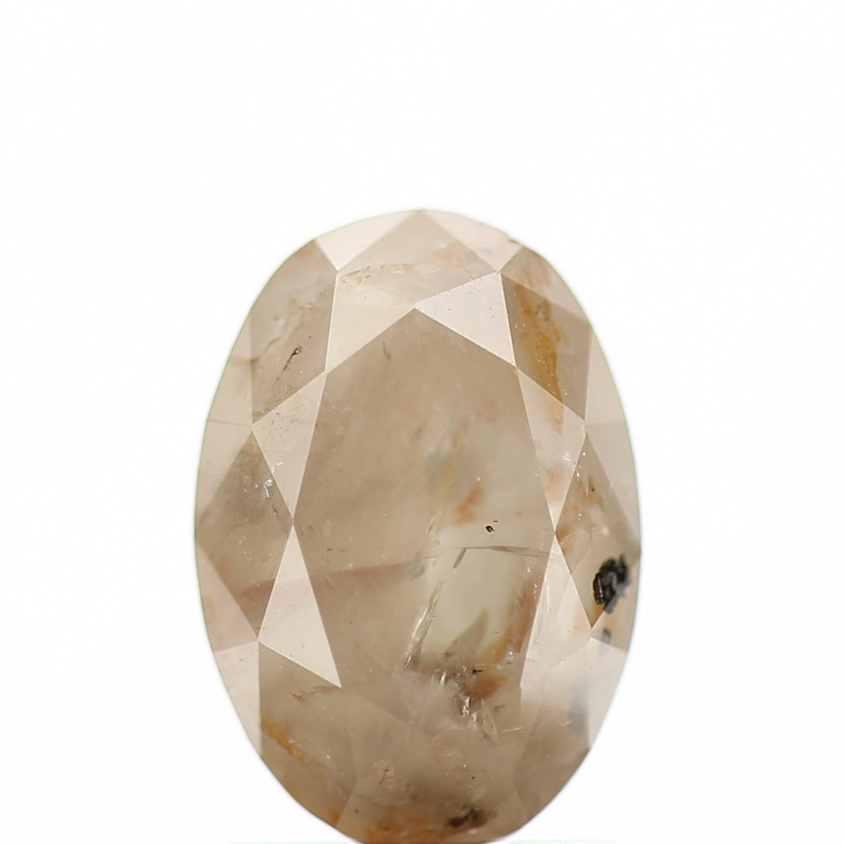 1.81 Carat Peach Brown Oval Salt and Pepper Diamond 8.50 mm
