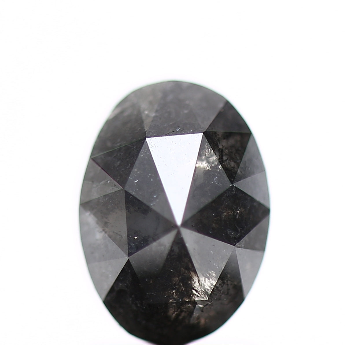 1.83 Carat Design Black Oval Rose Cut Diamond Ring 8.7 MM