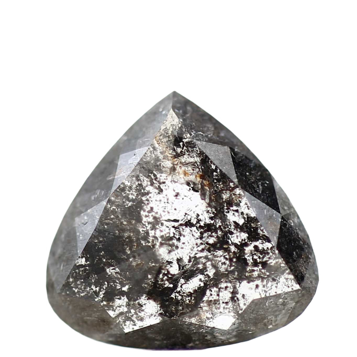 1.83 Carat Natural Rose Cut Salt and Pepper Pear Diamond 9.99 MM