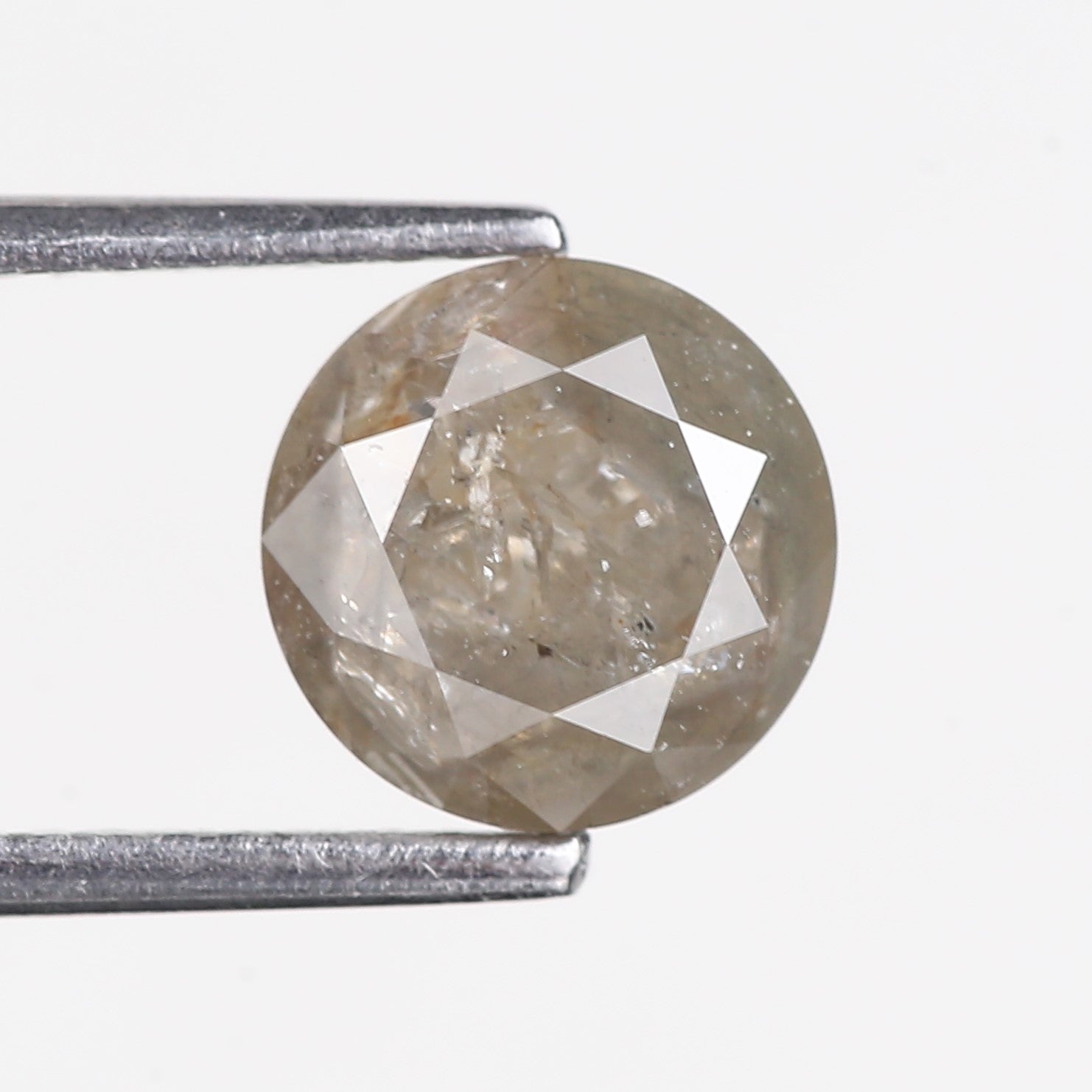 Natural Grey Round Cut Salt and Pepper Diamond 7.5 MM