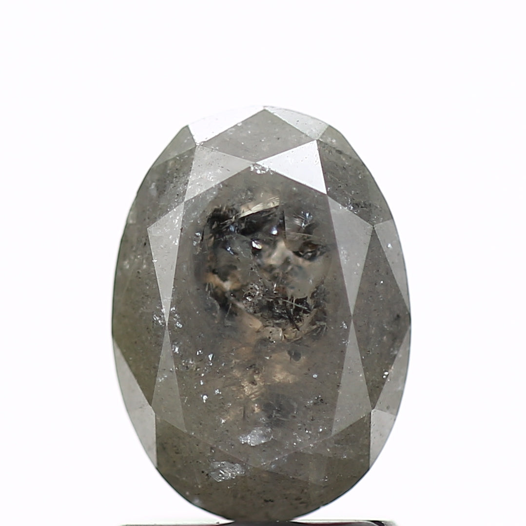 1.96 Carat Gray Oval Brilliant Rose Cut Diamond