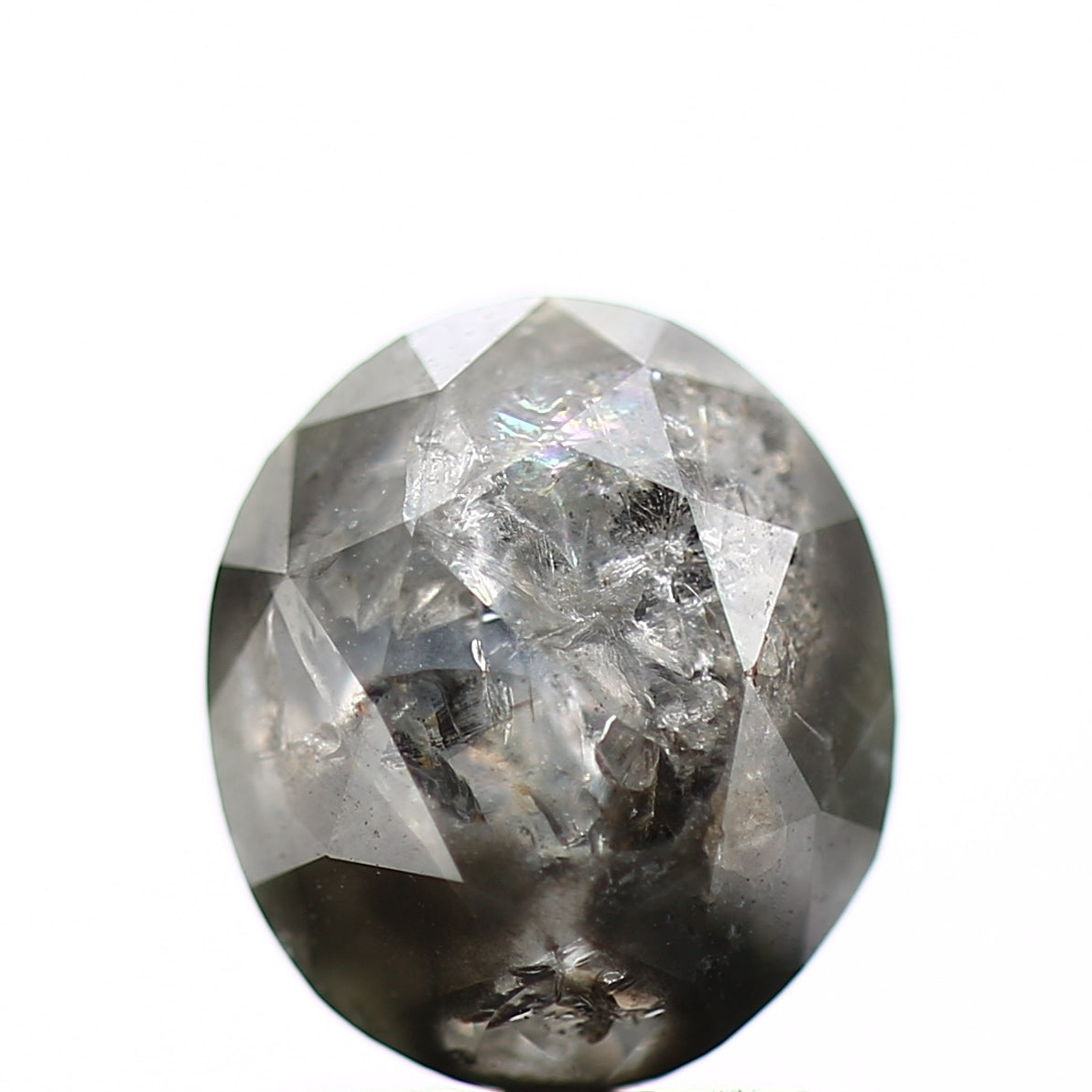 1.96 Carat Oval Cut Gray Salt and Pepper Diamond 8.25 MM