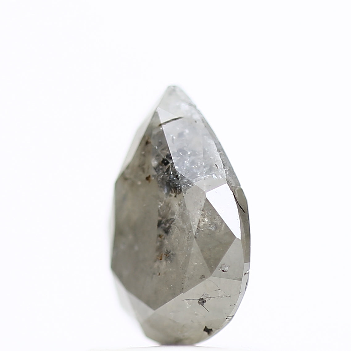 1 Carat Pear Rosecut Salt and Pepper Diamond 8 MM