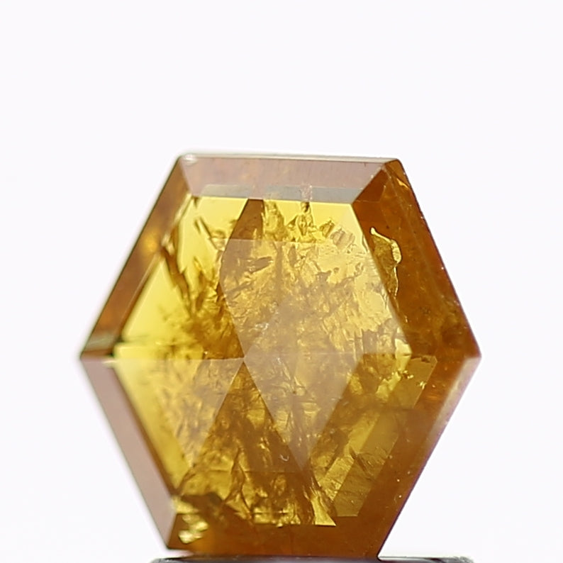 0.86 Carat Fancy Yellow Hexagon Salt and Pepper Diamond 7 MM