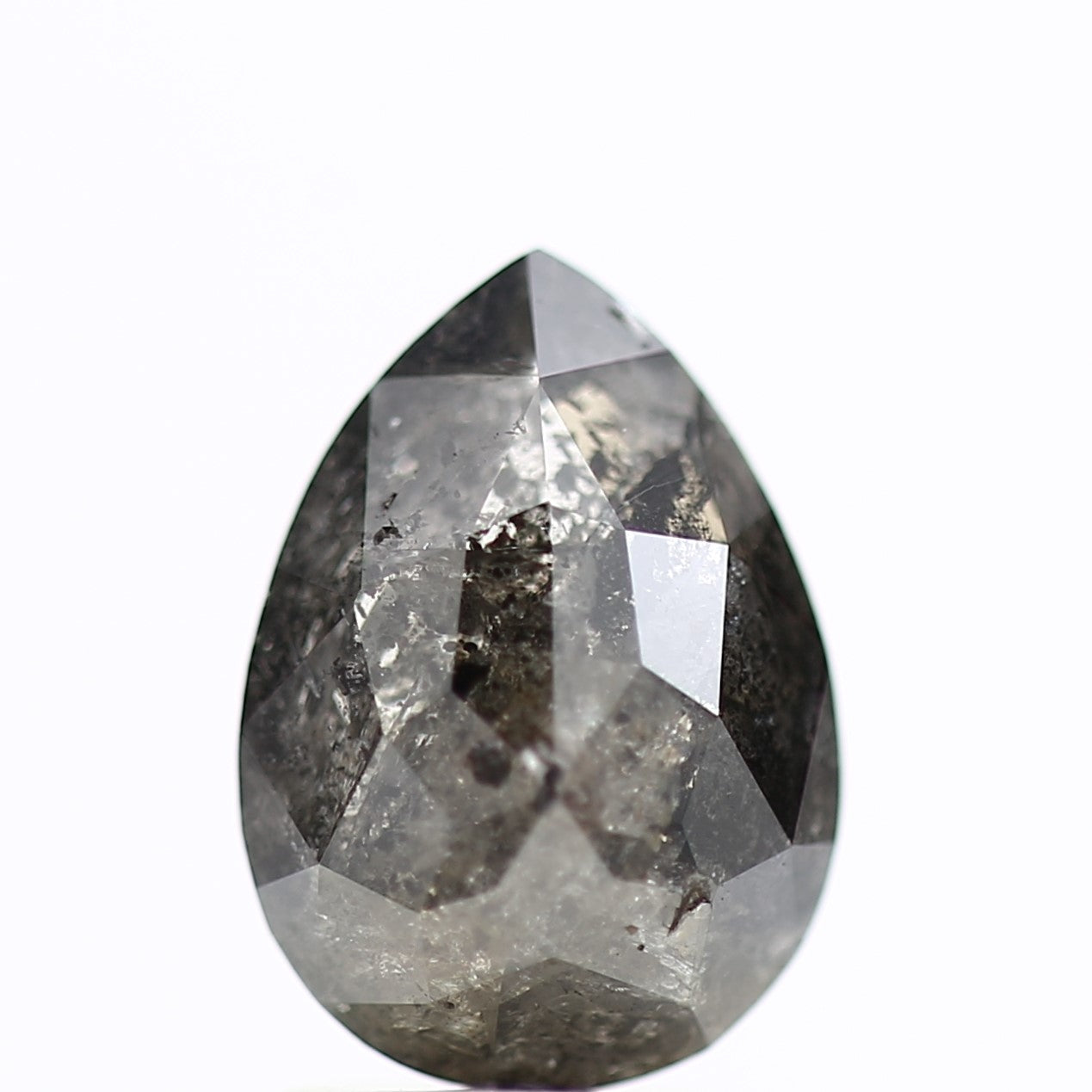 2.02 Carat Salt & Pepper Pear Diamond Double Cut Diamond 9.38 MM