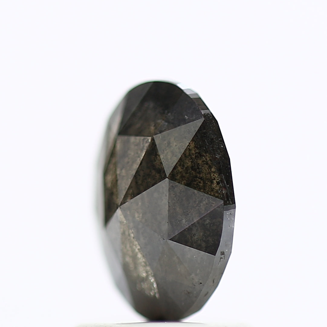 1.11 Carat Black Oval Rose Cut Diamond Salt & Pepper Diamond 7.71 MM