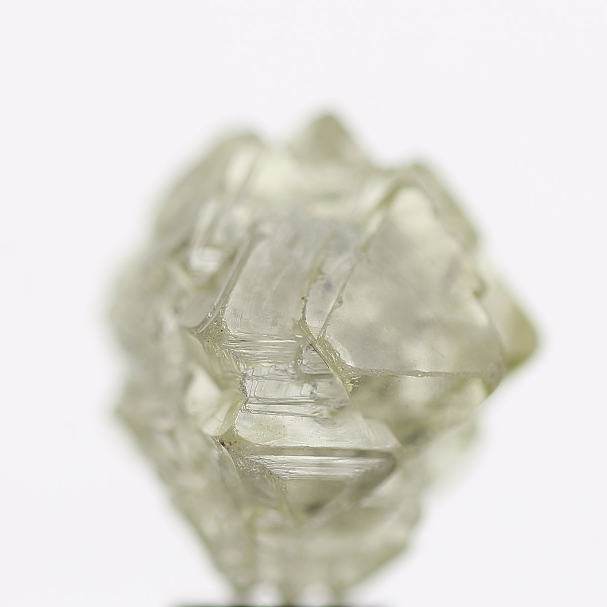 10 Ct Rough Diamond Octahedron Light Green Gray Raw Stone 12.70 MM