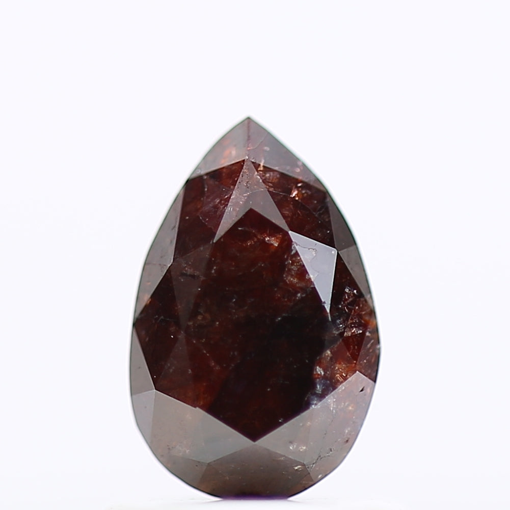 0.79 Carat Salt And Pepper Natural Fancy Red Diamond Pear 7.25 MM