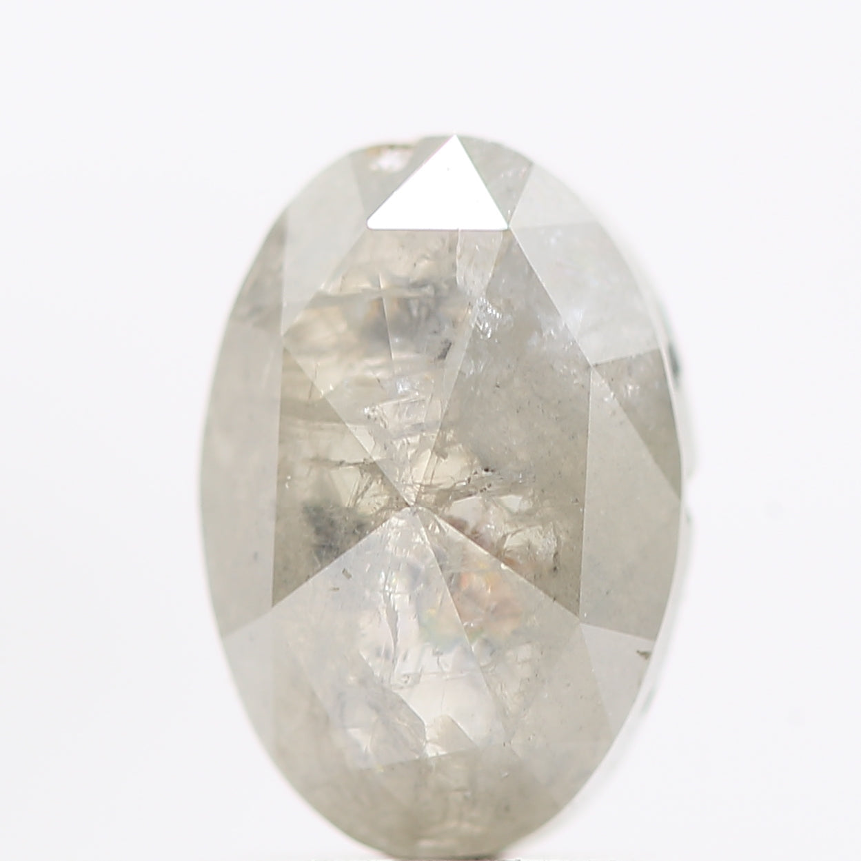 1.10 Carat Oval Rose Cut Salt and Pepper Diamond 7.60 MM