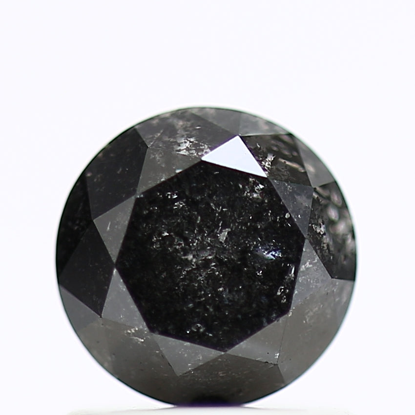 1 Carat Natural Black Round Cut Salt and Pepper Diamond 5.90 MM