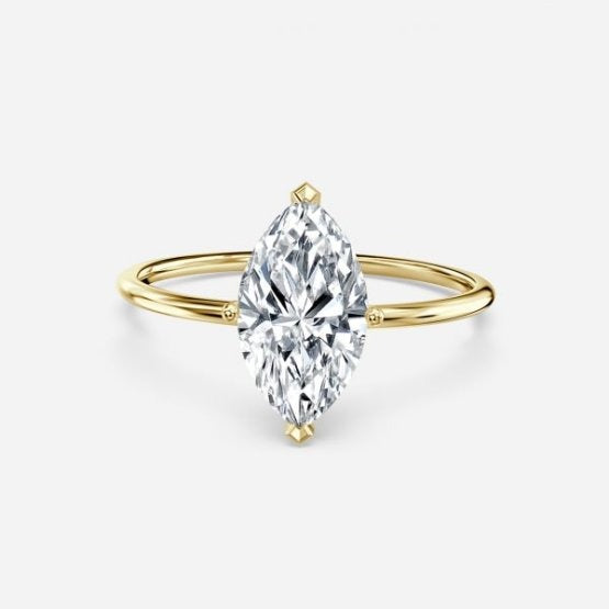 Bdaya Marquise Solitaire Engagement Ring 14K / 18K Solid Gold