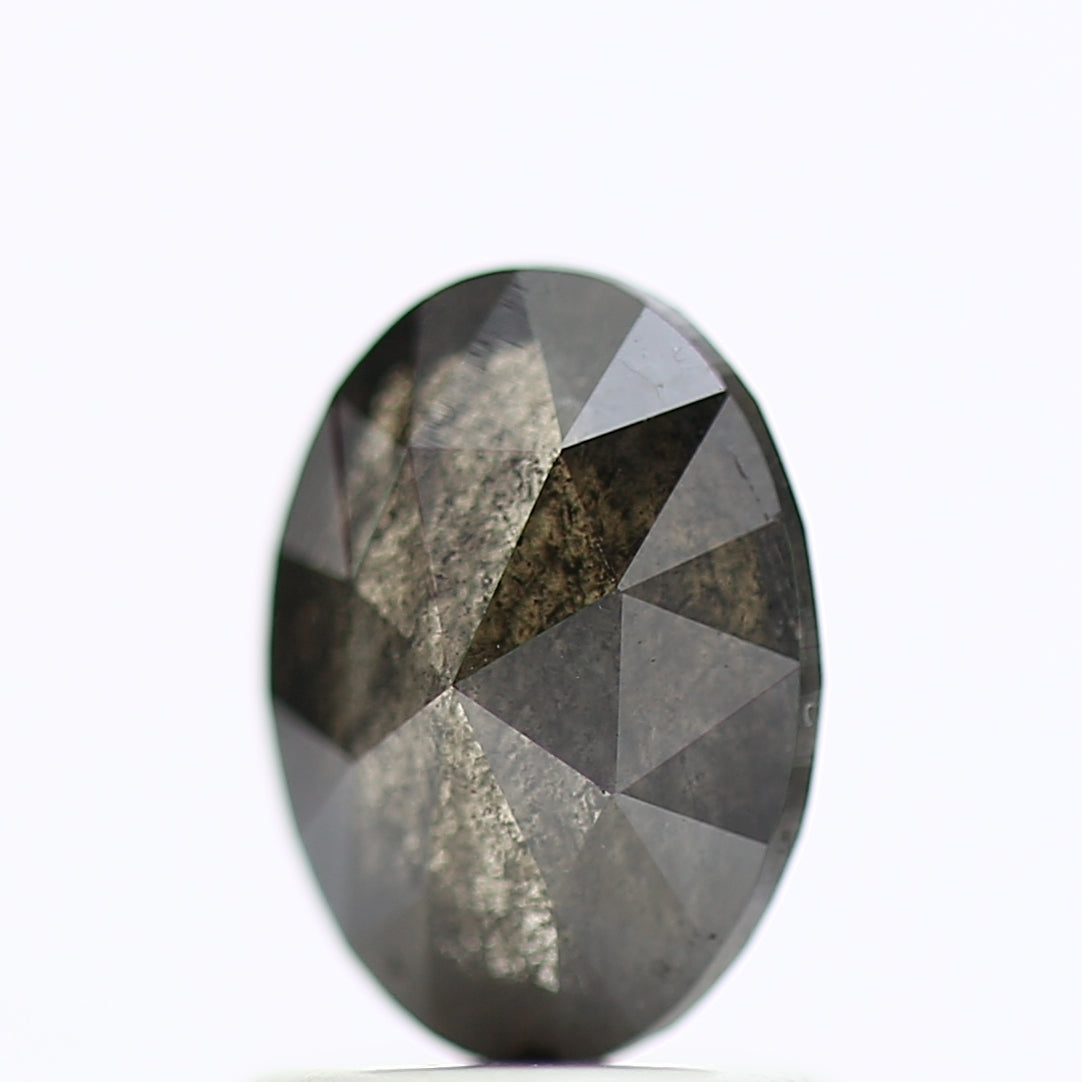 1.11 Carat Black Oval Rose Cut Diamond Salt & Pepper Diamond 7.71 MM
