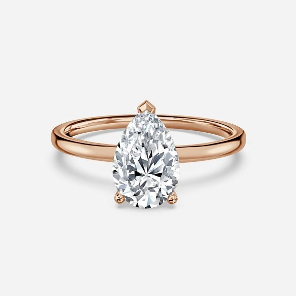 Deltic Pear Solitaire Engagement Ring 14K / 18K Solid Gold