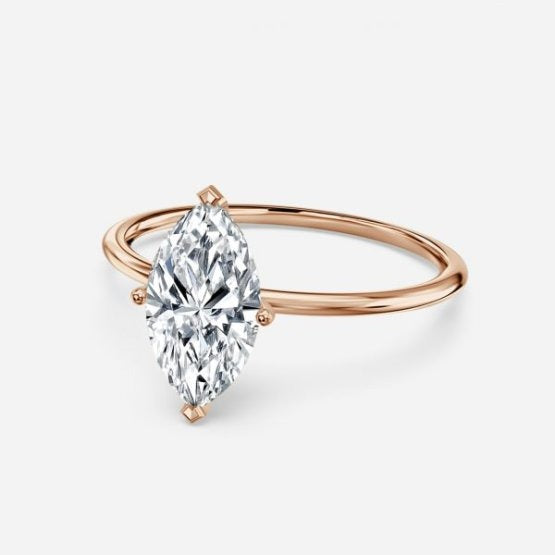 Bdaya Marquise Solitaire Engagement Ring 14K / 18K Solid Gold