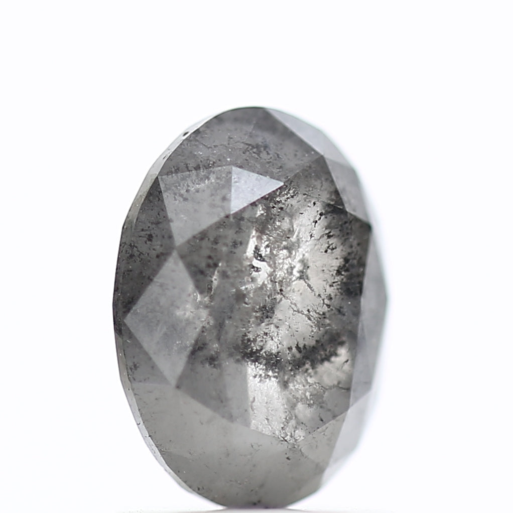 1.31 Carat Natural Salt Pepper Diamond Gray Rose Cut Brilliant Oval 7.72 MM