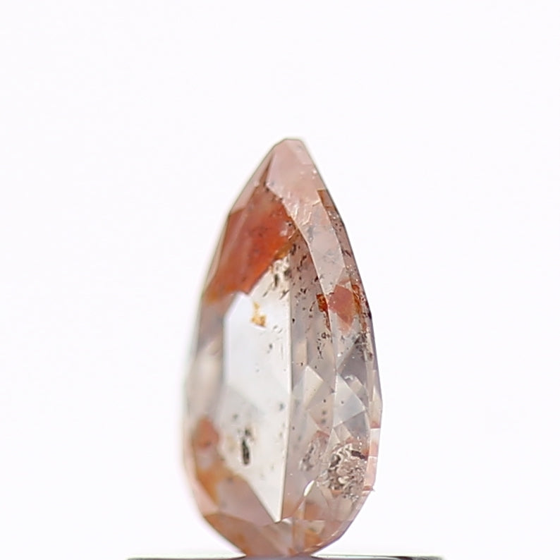 0.56 Carat Natural Peach Orange Pear Salt and Pepper Diamond 7.28 MM