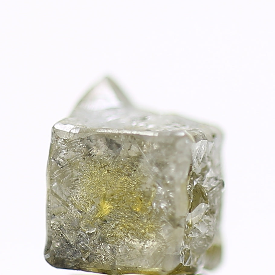 3.54 Carat Natural Yellow Green Raw Rough Cube Diamond 6.5 MM