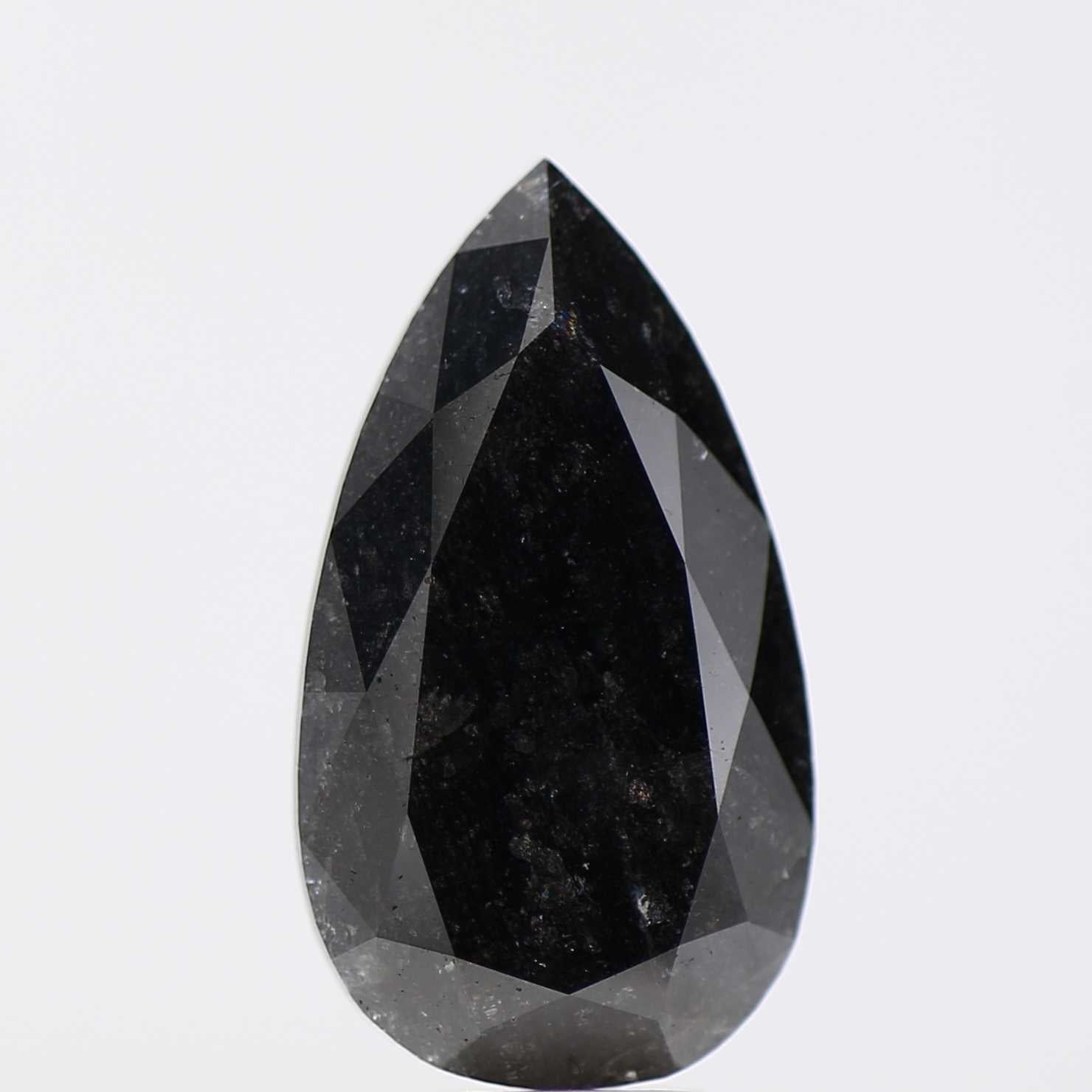 6.58 Carat Natural Elongated Pear Shape Black Diamond For Ring