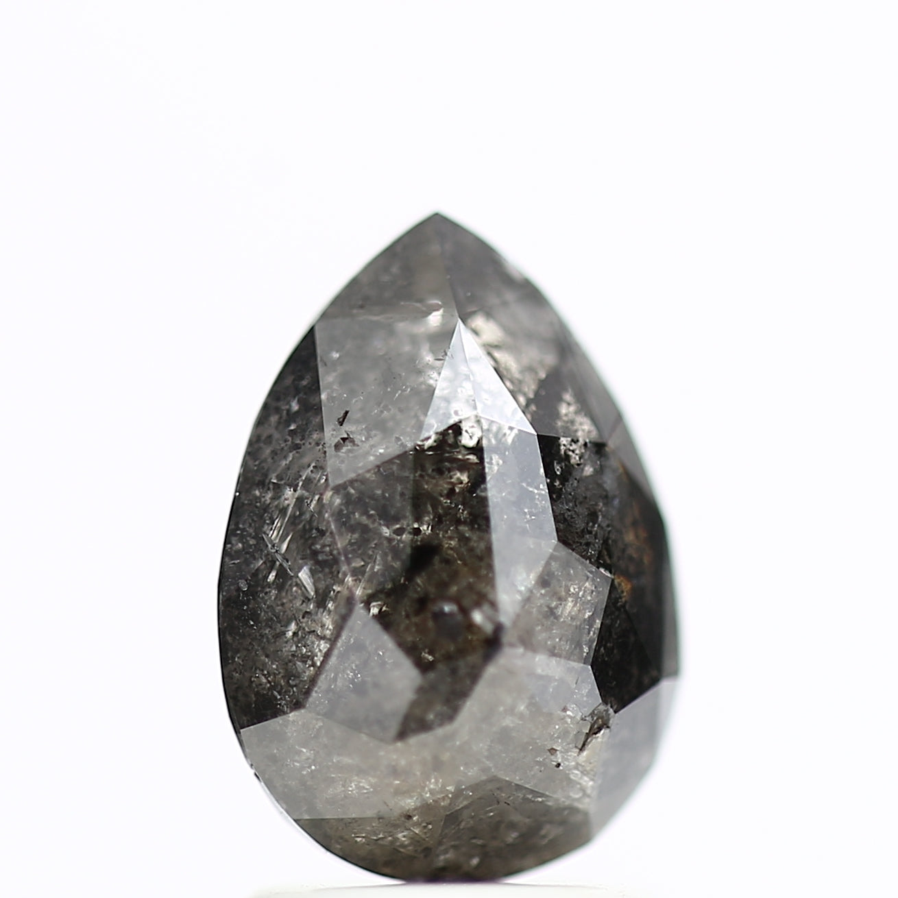 2.02 Carat Salt & Pepper Pear Diamond Double Cut Diamond 9.38 MM