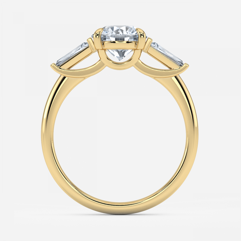 Jeraldine Round Three Stone Engagement Ring 14K / 18K Solid Gold