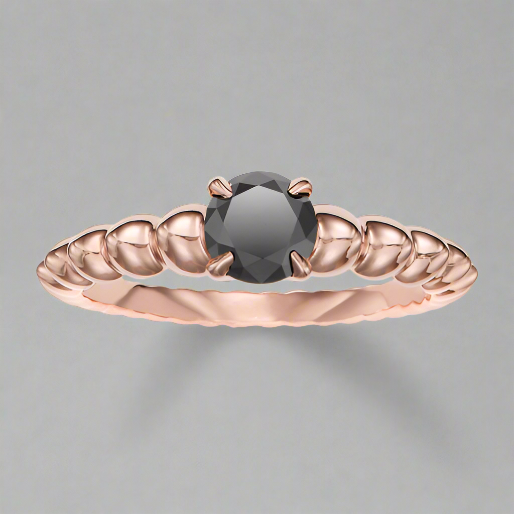 Rosario Black Diamond Ring 14k Rose Gold Gift For Her