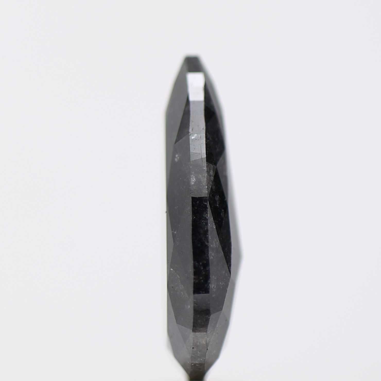6.58 Carat Natural Elongated Pear Shape Black Diamond For Ring