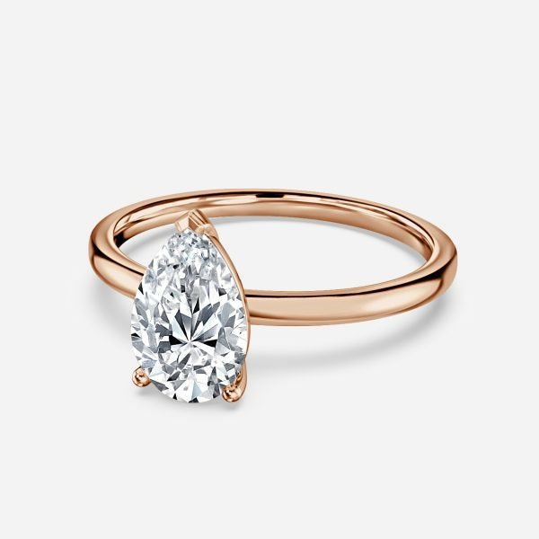 Deltic Pear Solitaire Engagement Ring 14K / 18K Solid Gold