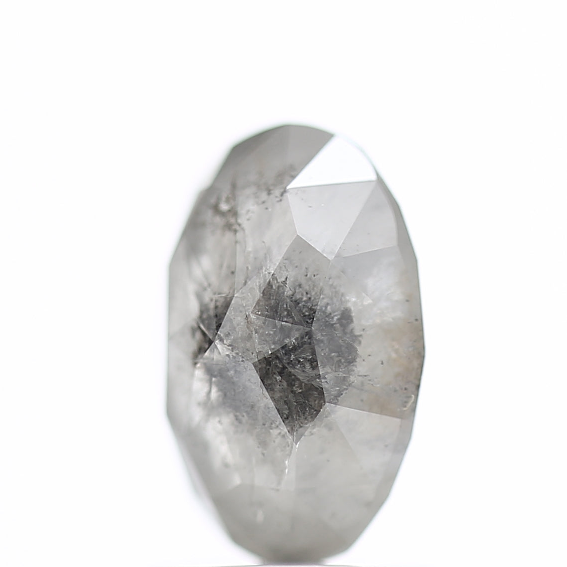 1.60 Carat Rose cut Fancy Gray Oval Salt and Pepper Diamond 8.52 MM