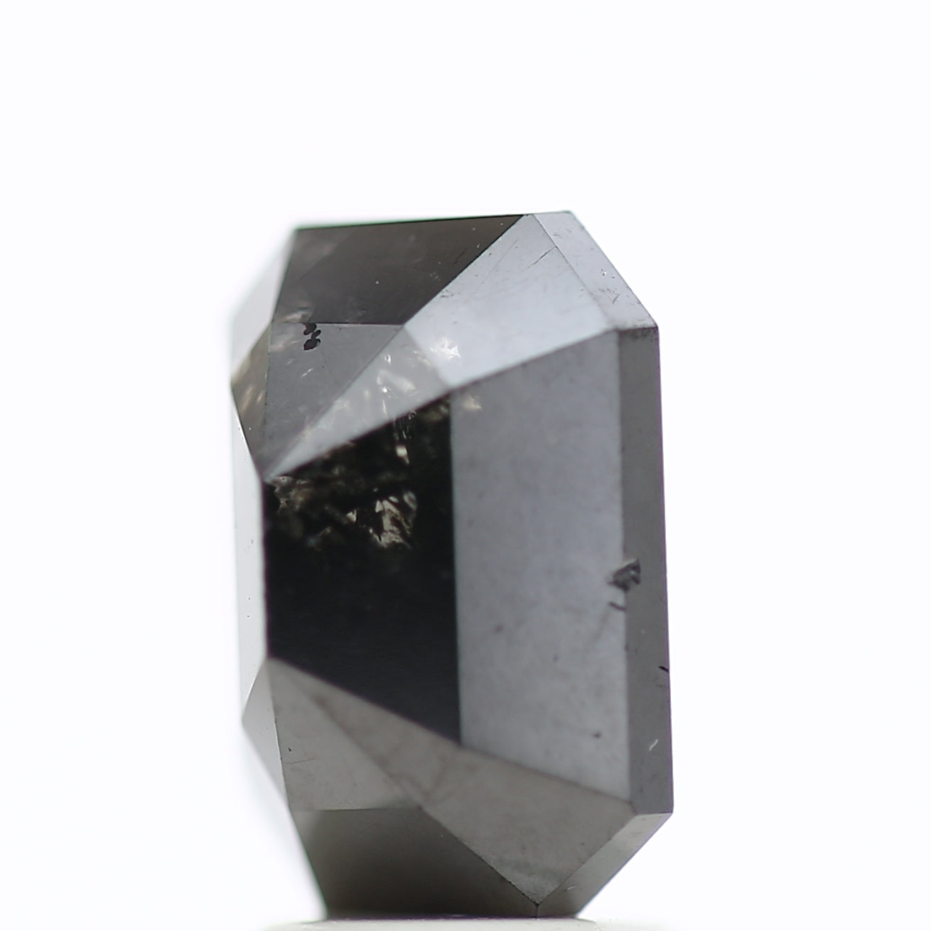 3 Ct Black Emerald Cut Diamond Natural Salt and Pepper Diamond 9.42 MM