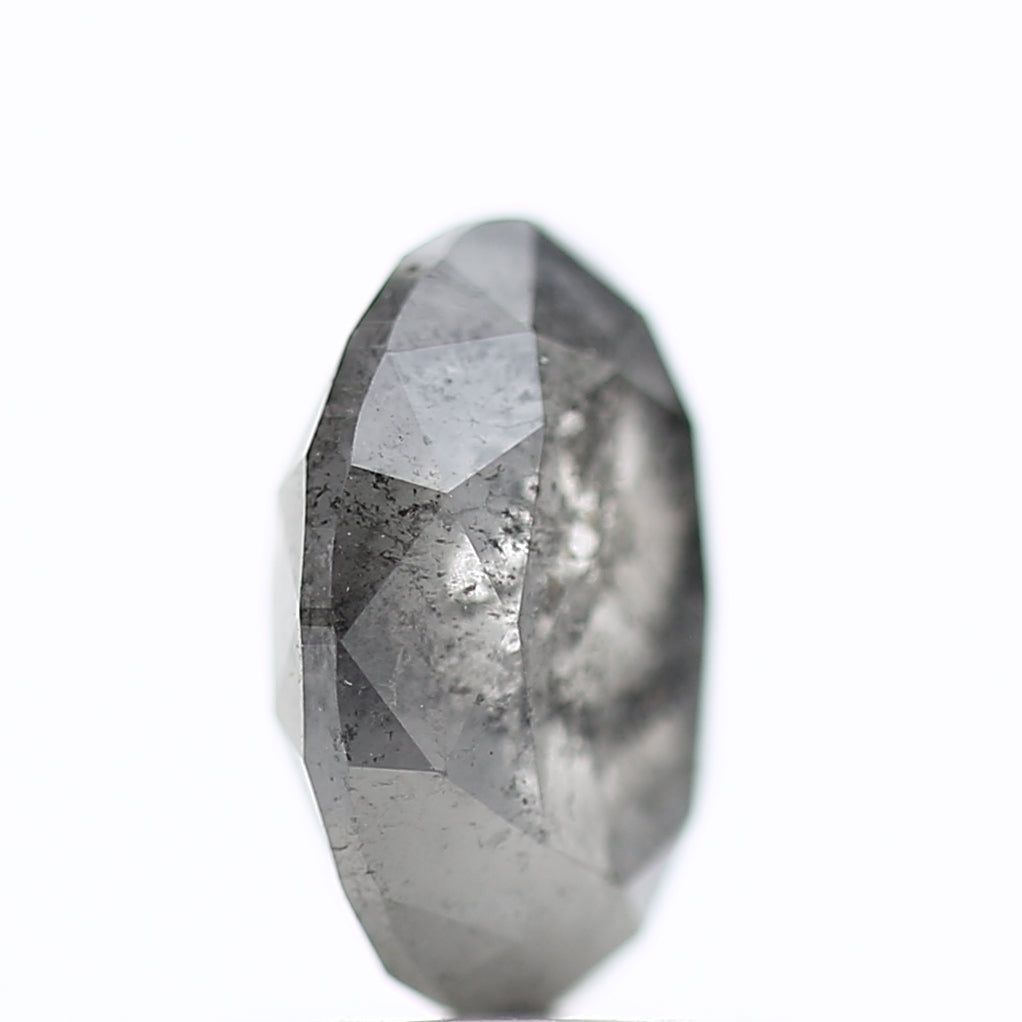 1.31 Carat Natural Salt Pepper Diamond Gray Rose Cut Brilliant Oval 7.72 MM