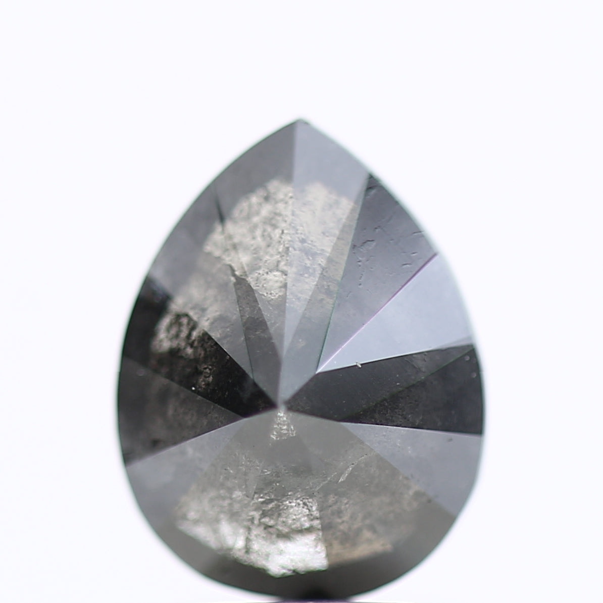 1.84 Carat Gray Black Salt and Pepper Pear Diamond 9.16 MM
