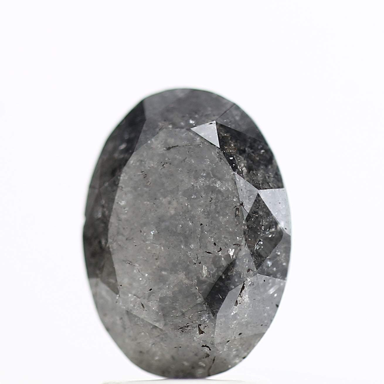2.21 Carat Fancy Grey Salt and Pepper Oval Diamond 9.54 MM