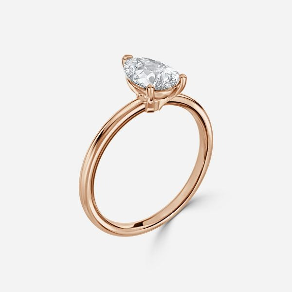 Deltic Pear Solitaire Engagement Ring 14K / 18K Solid Gold