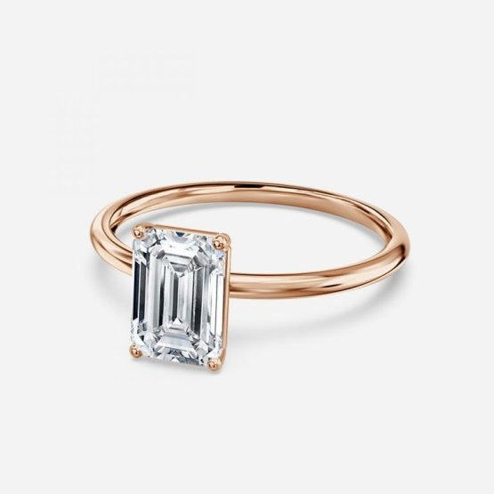 Bdaya Emerald Solitaire Engagement Ring 14K / 18K Solid Gold