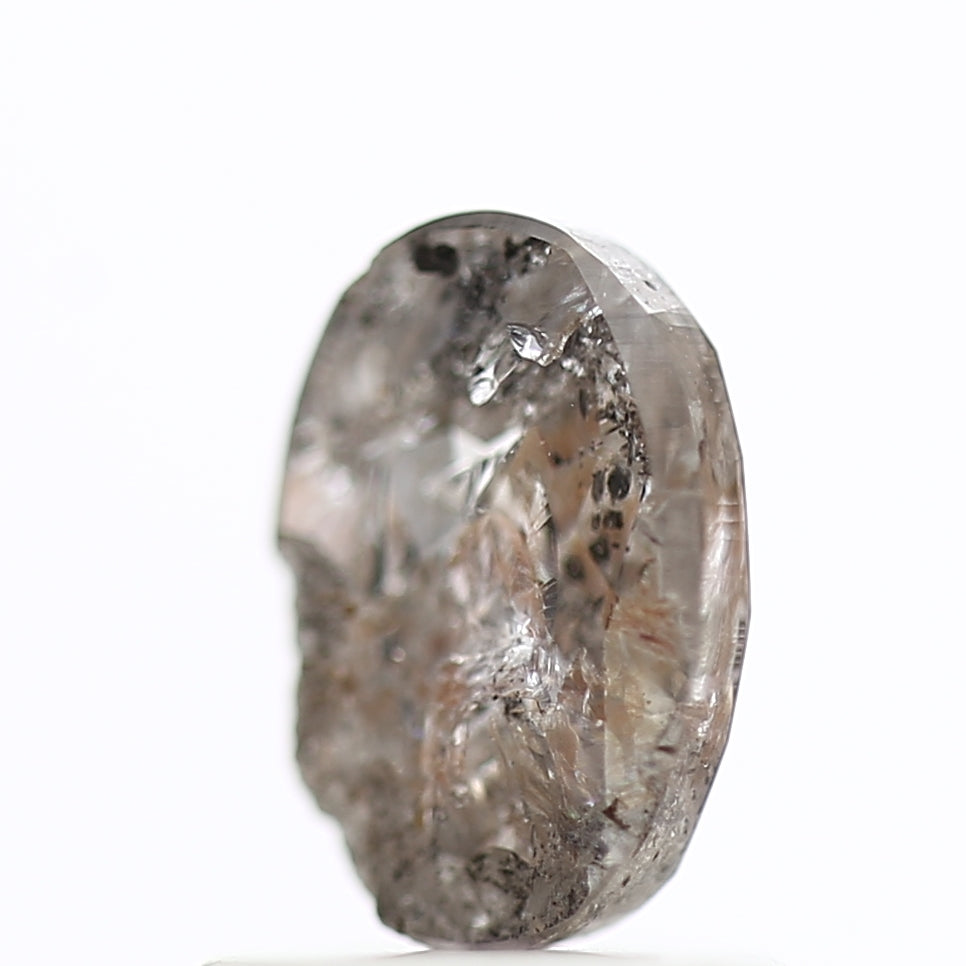 1 Ct Salt and Pepper Diamond Oval Natural Rose Cut 7.13 MM