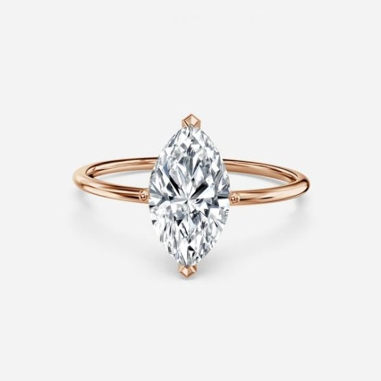 Bdaya Marquise Solitaire Engagement Ring 14K / 18K Solid Gold