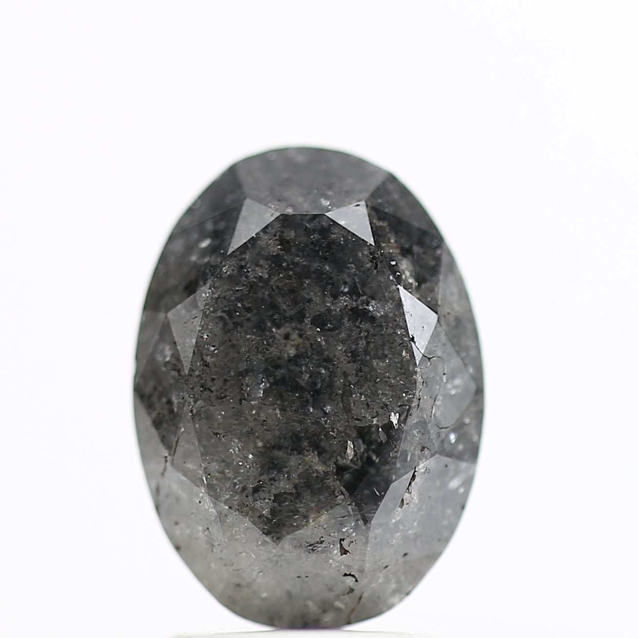 2.21 Carat Fancy Grey Salt and Pepper Oval Diamond 9.54 MM