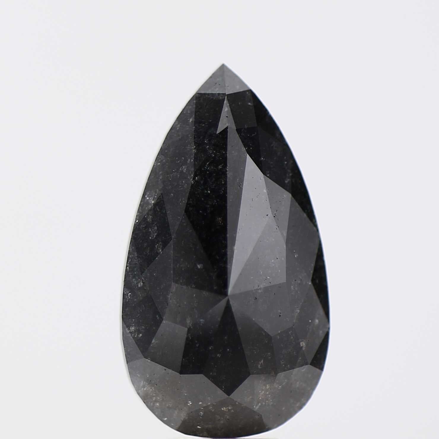 6.58 Carat Natural Elongated Pear Shape Black Diamond For Ring