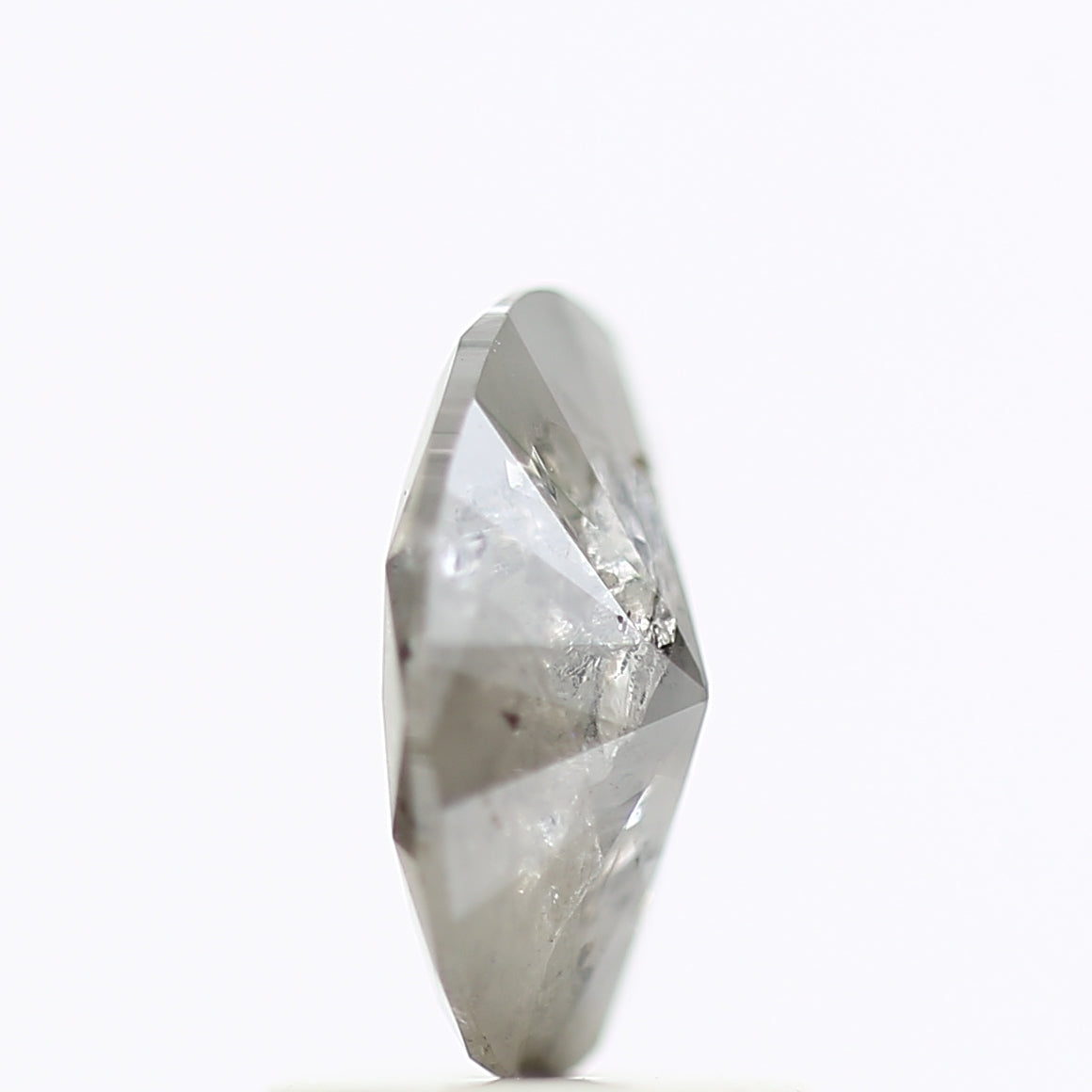 0.91 Carat Rose Cut Oval Gray Salt Pepper Diamond 8.05 MM