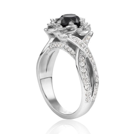 Bella Infinity Black and White Diamond Engagement Ring 14k Gold - Blackdiamond
