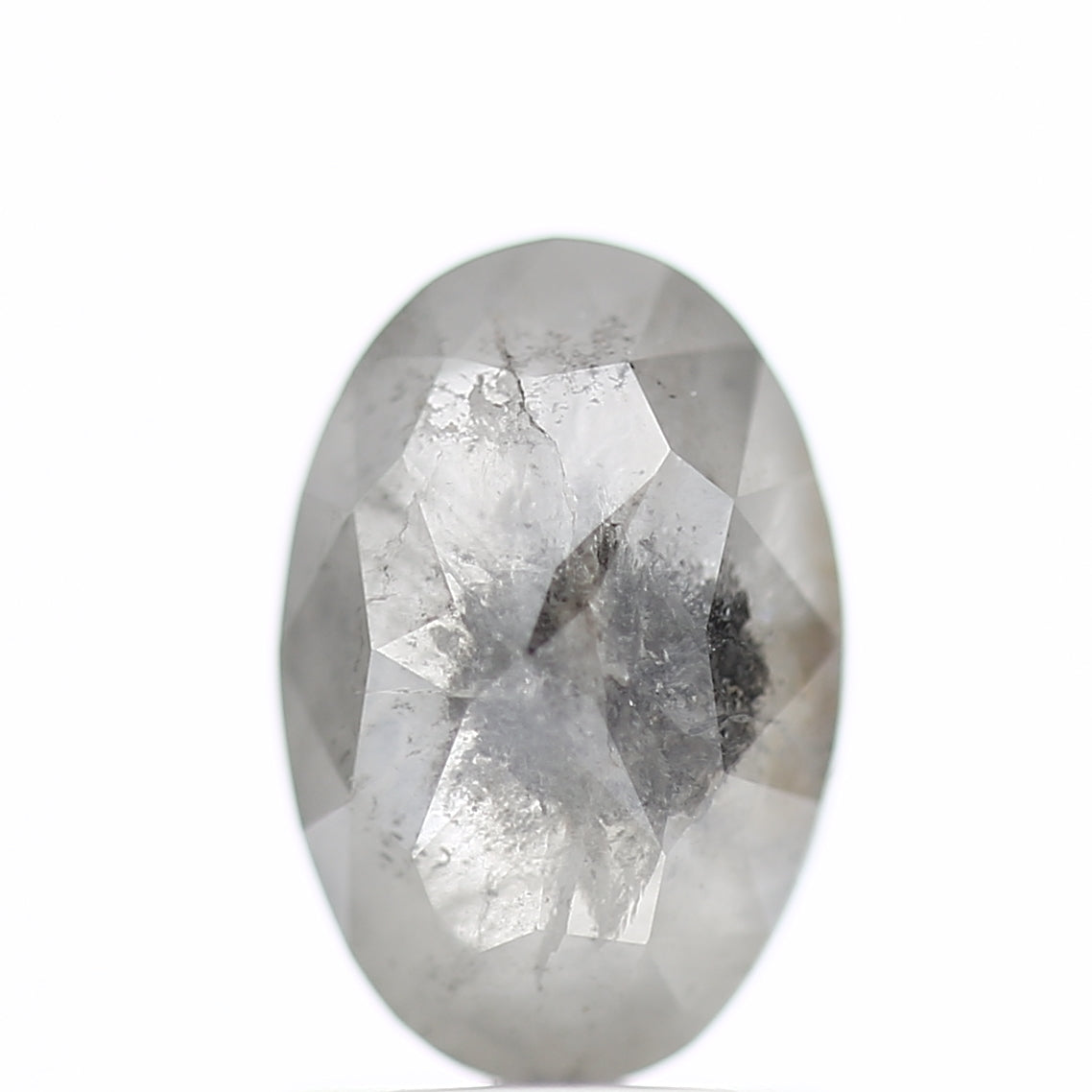 1.60 Carat Rose cut Fancy Gray Oval Salt and Pepper Diamond 8.52 MM