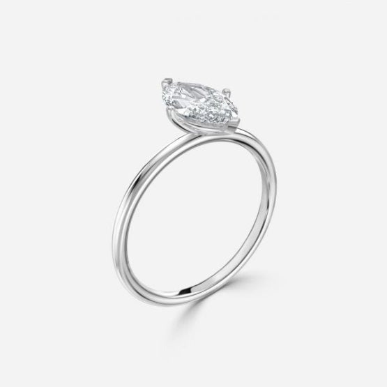 Bdaya Marquise Solitaire Engagement Ring 14K / 18K Solid Gold
