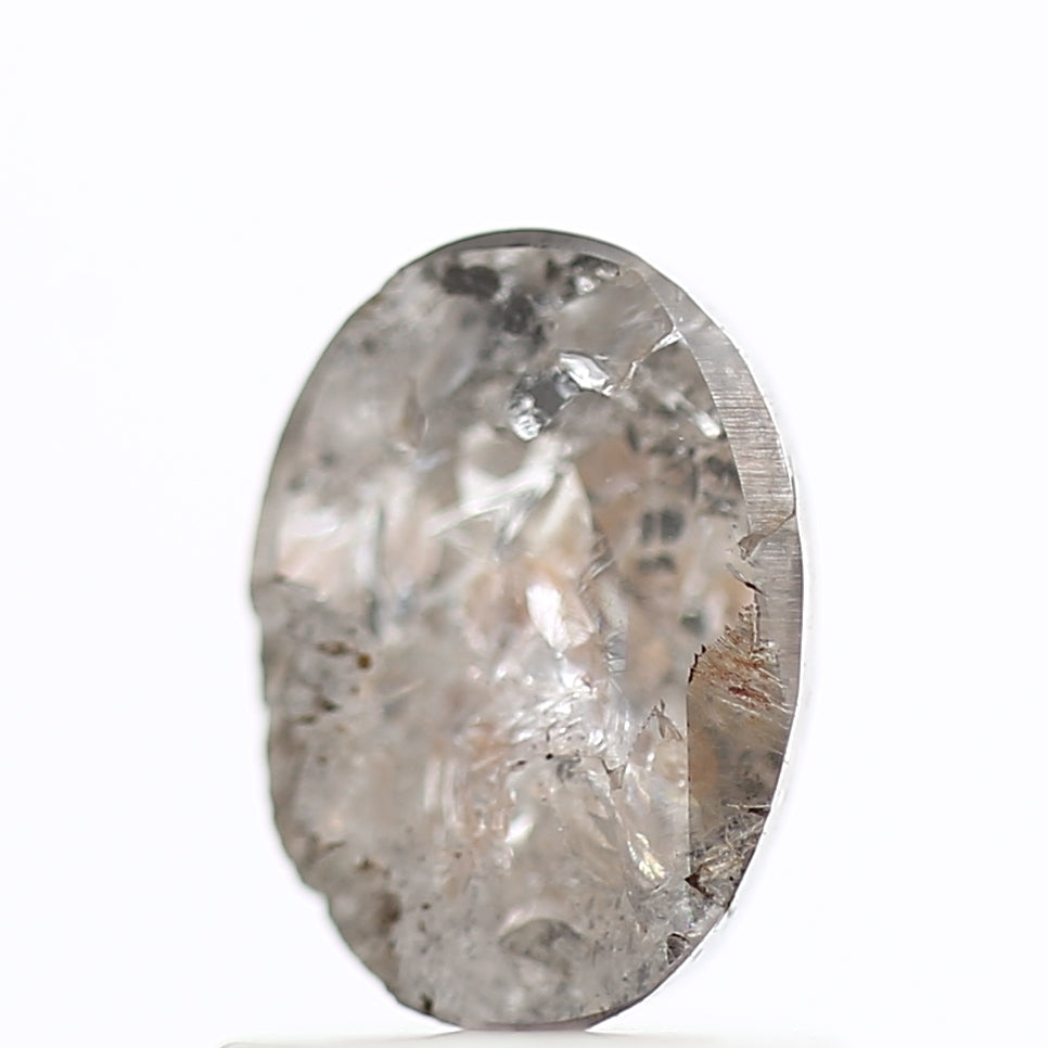 1 Ct Salt and Pepper Diamond Oval Natural Rose Cut 7.13 MM