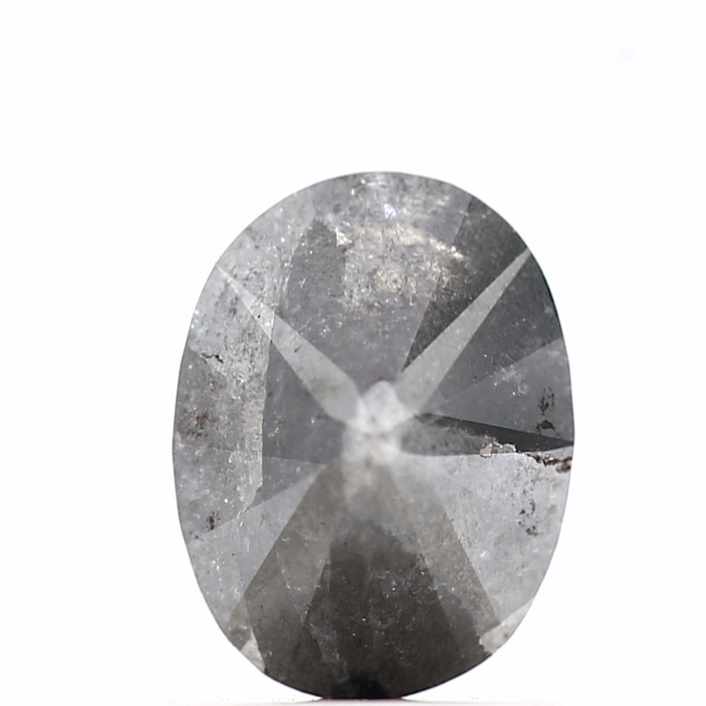0.98 Carat Natural Oval Cut Gray Diamond 7.10 MM