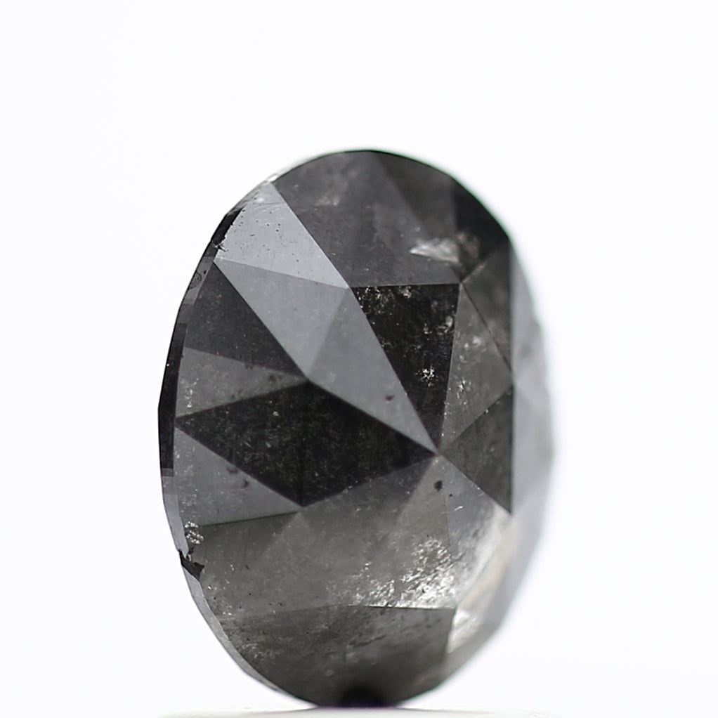 1.17 Carat Rose Cut Salt and Pepper Diamond Oval Fancy Gray Diamond 7.67 MM