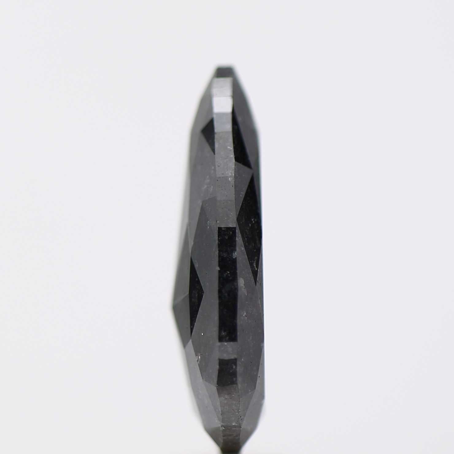 6.58 Carat Natural Elongated Pear Shape Black Diamond For Ring