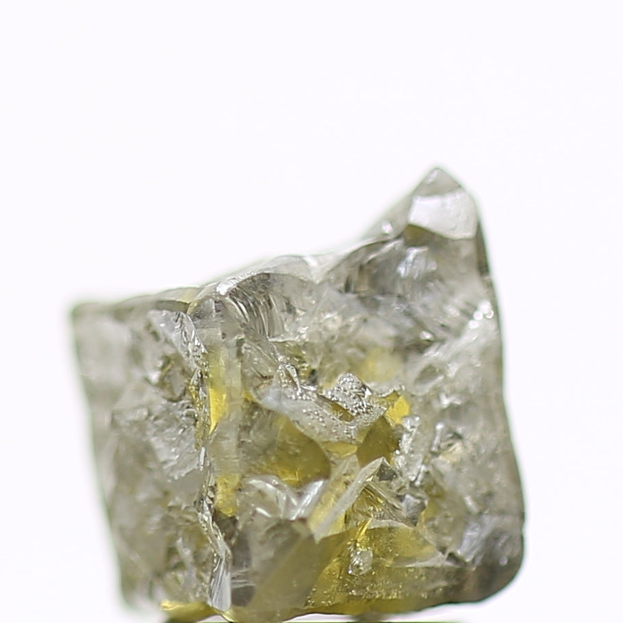 3.54 Carat Natural Yellow Green Raw Rough Cube Diamond 6.5 MM