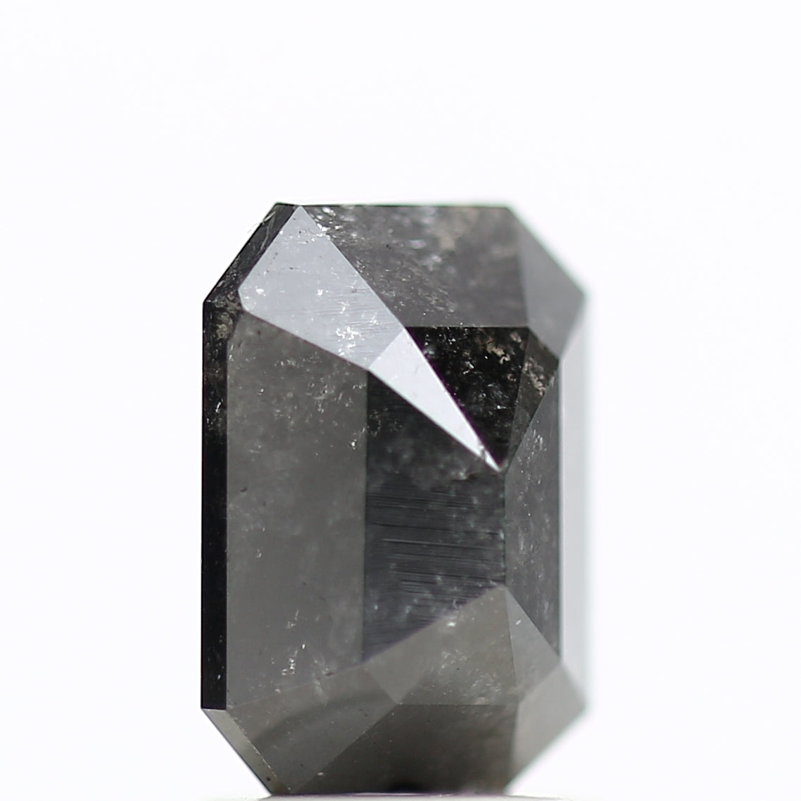 1.81 Ct Natural Color Emerald Cut Black Salt and Pepper Diamond 8.05 MM