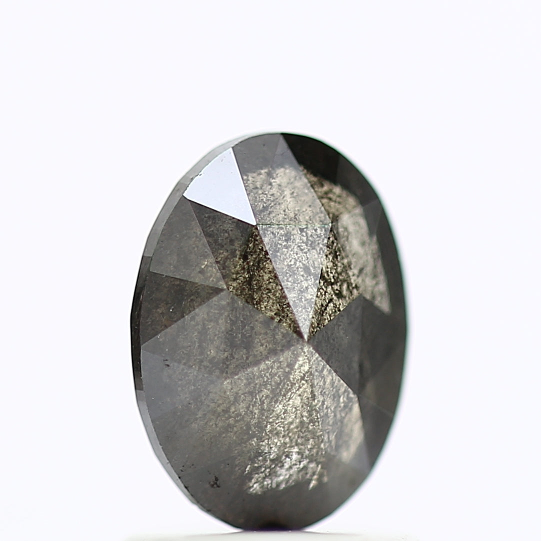 1.11 Carat Black Oval Rose Cut Diamond Salt & Pepper Diamond 7.71 MM